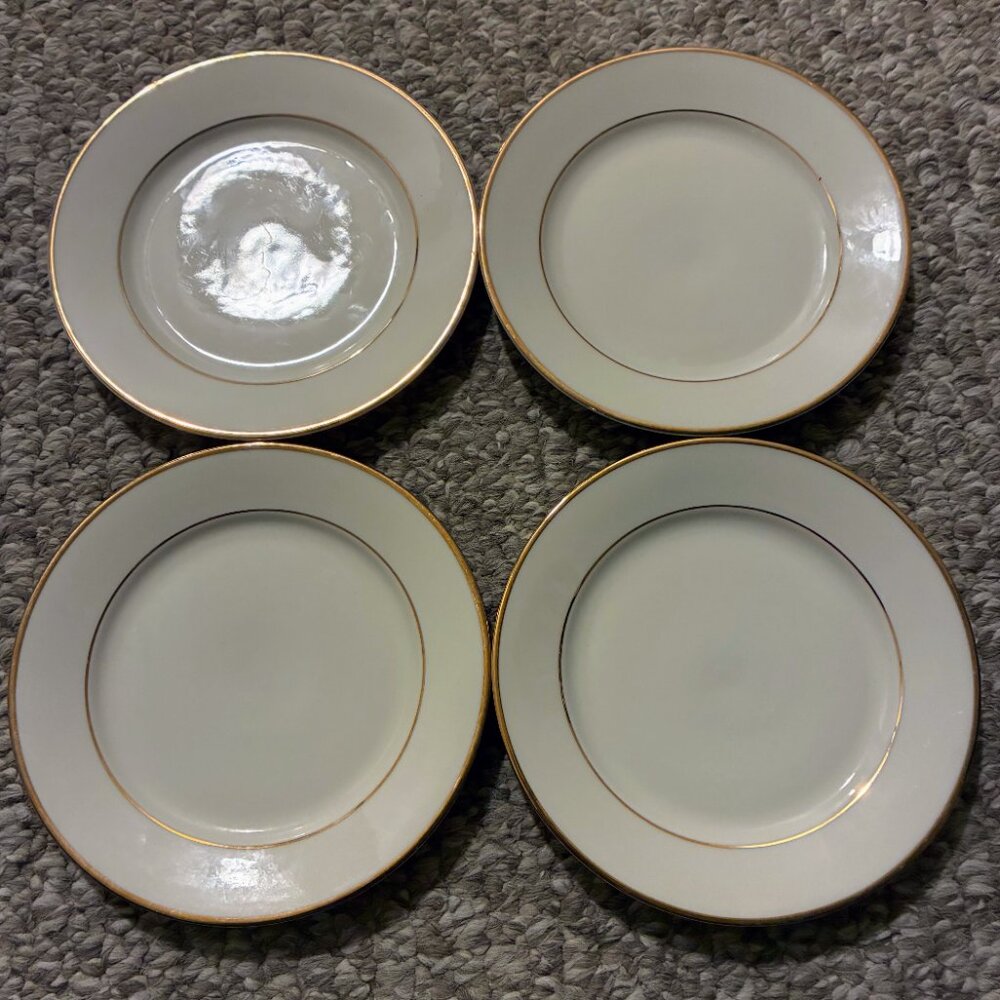 Set of 4 German Gold Trim Dessert Plates by Johann Haviland